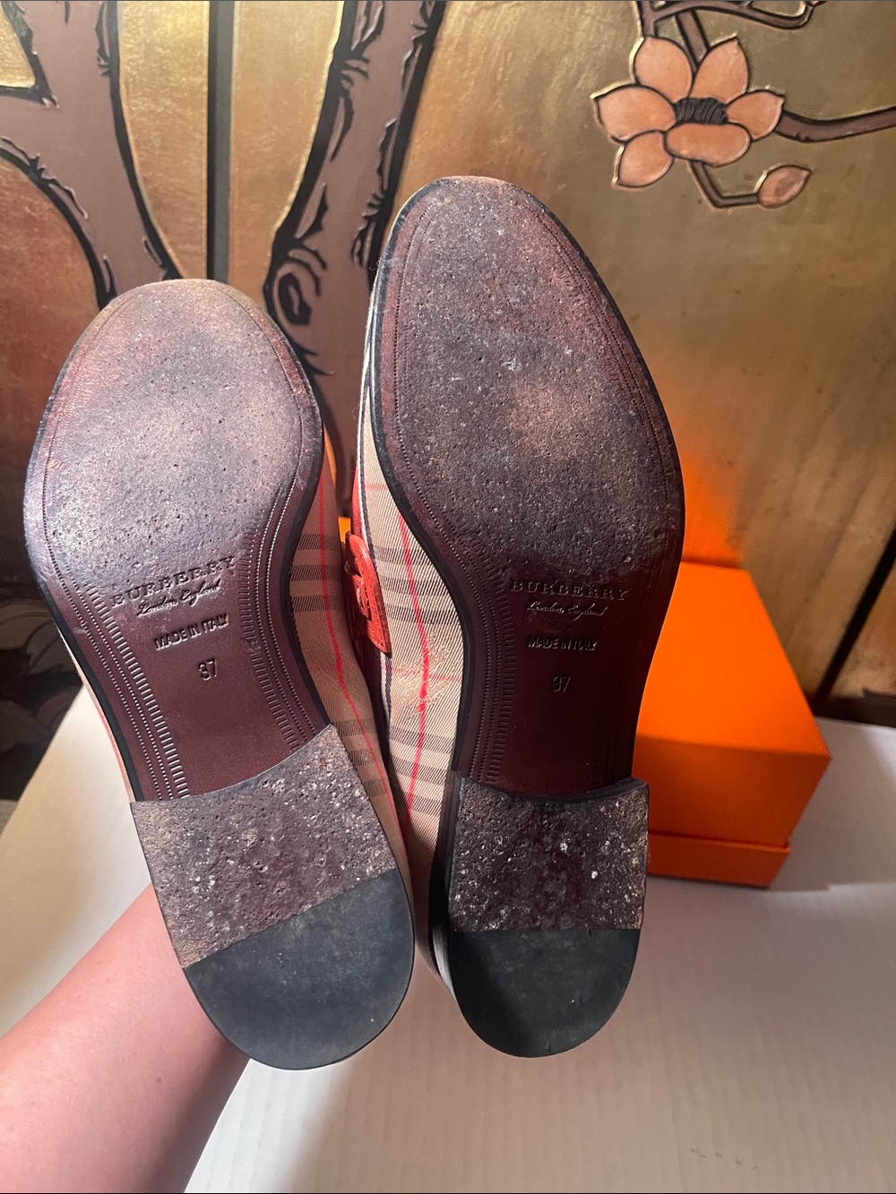 Burberry Plaid Chain-Trim Women's Loafers size 37 - Picture 7 of 7